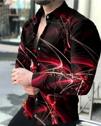 Vintage Men's Shirt 2024 Casual Floral Geometric Totem Print Long Sleeve Tops Men's Party Outdoor Shirt Plus Size XS-6XL