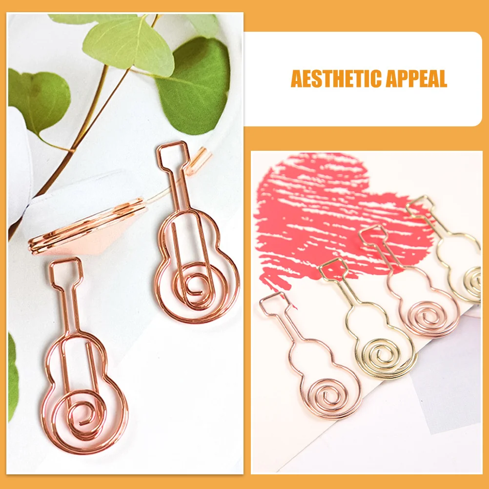 40Pcs Guitar Paper Clips Music Themed Metal Clips for Page Marking Document Organization Cute Office School Accessories