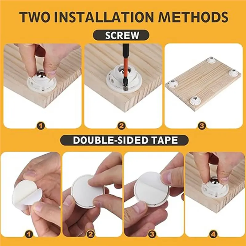Hot Sale-Self Adhesive Caster Wheels 360° Swivel-8 Pack 30LBS Each With Brake Rod, Stick On Rollers For Furniture