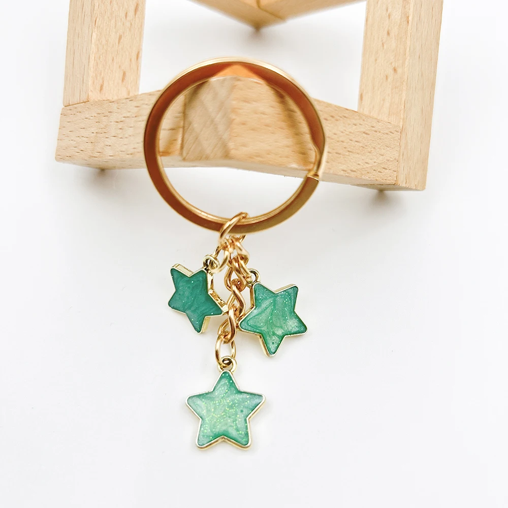 Estrelas Oil Enamel Encantos Chaveiros para Mulheres, Chaveiro de Carro, Presente Criança, Jóias, Nova Moda