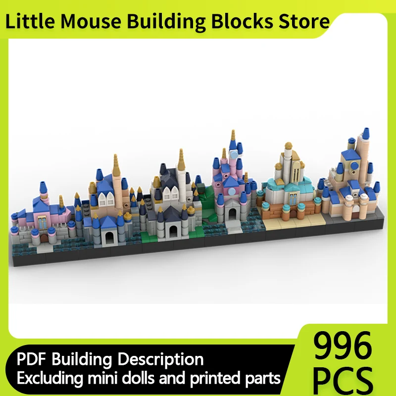 City Street View Model MOC Building Bricks Castle Miniature Scene Modular Technology Gifts Holiday Assemble Children Toys Suit