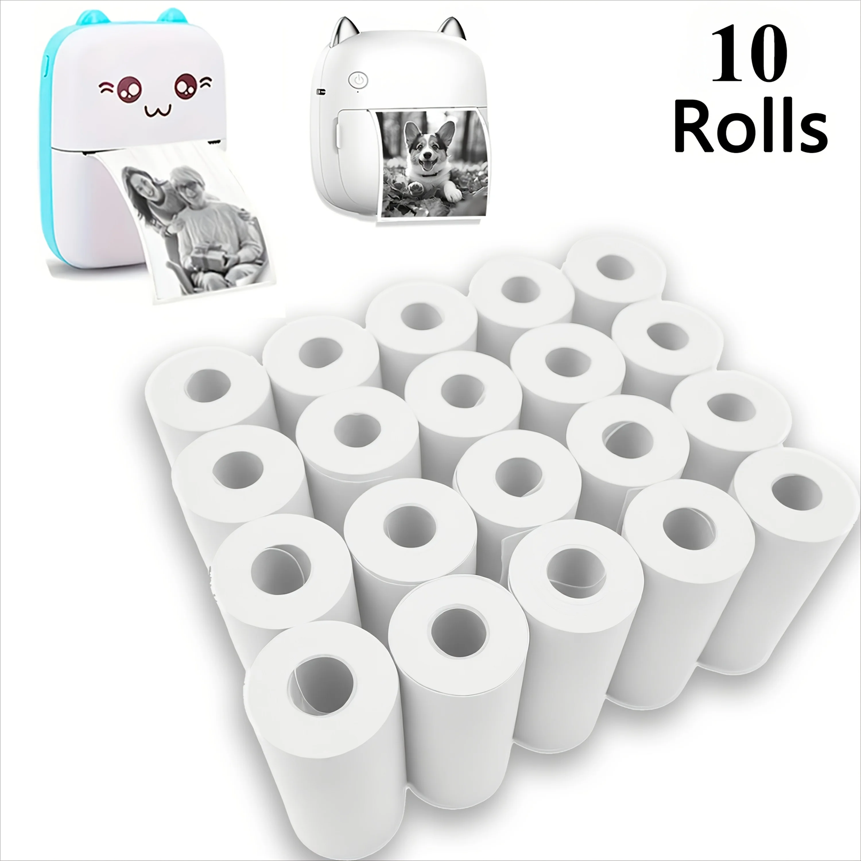 

10 Rolls 57mm White Non-Adhesive Thermal Paper 65gsm Water-Soluble & No-Ink Home/Office/Small Business Thermal Printers Paper