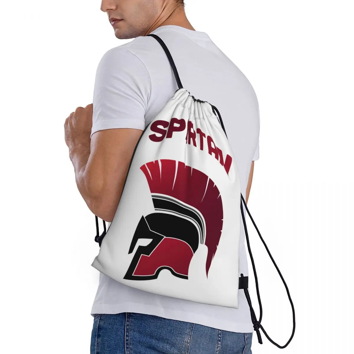 Spartan Sparta Warrior Helmet 18 Drawstring Bags Gym Bag Graphic Cool Backpack Humor Graphic Blanket roll Secure