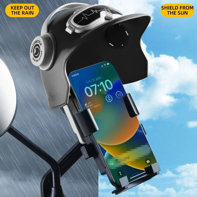 1pc New Small Helmet Rider Motorcycle Mobile Phone Holder Electric Bicycle Waterproof Sunshade Navigation Mobile Phone Holder