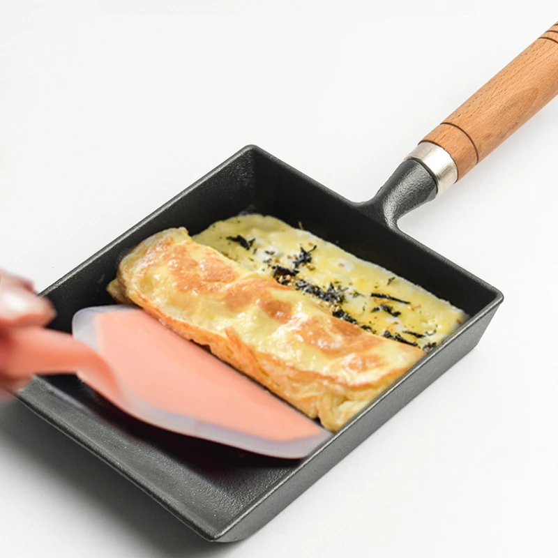 Frying Tamagoyaki Omelette Black Non Stick Pan Fry Egg Pancake Kitchen Pot Cover Gas Cooker Induction Japanese Cast Iron Pan
