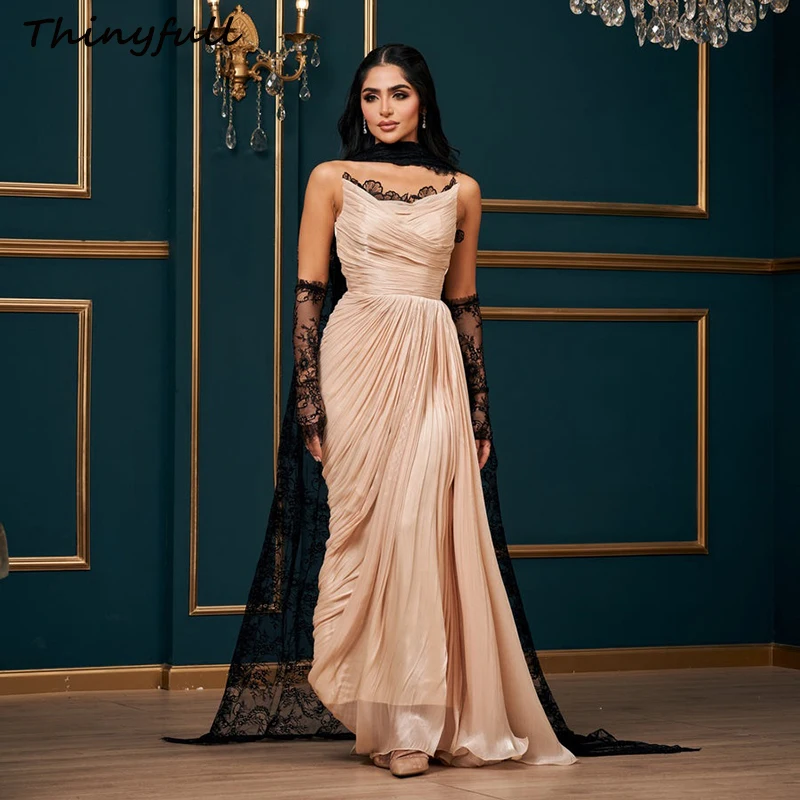

Thinyfull Mermaid Arab Prom Dresses Strapless Sleeveless Lace Evening Gown Long Formal Dress Robe De Soirée Customized ﻿