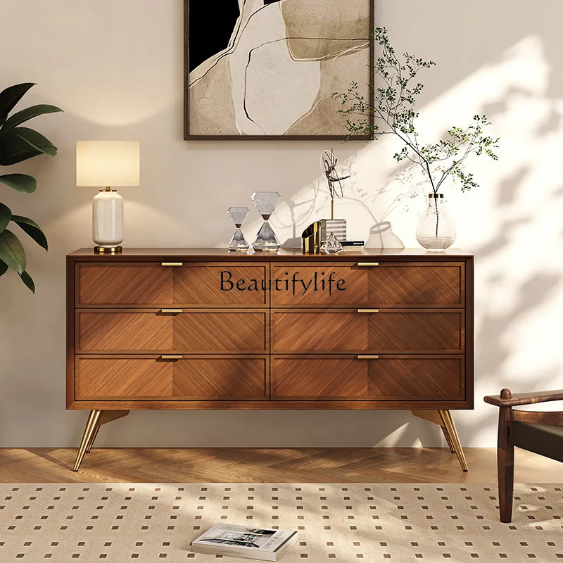 

*Medieval style living room against the wall integrated decorative locker light luxury modern bedroom solid wood storage cabinet