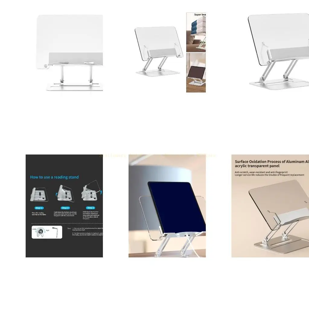

Adjustable Acrylic Book Stand Reading Foldable Book Holder Tablets Riserfor Laptop Textbook Cookbook Holder