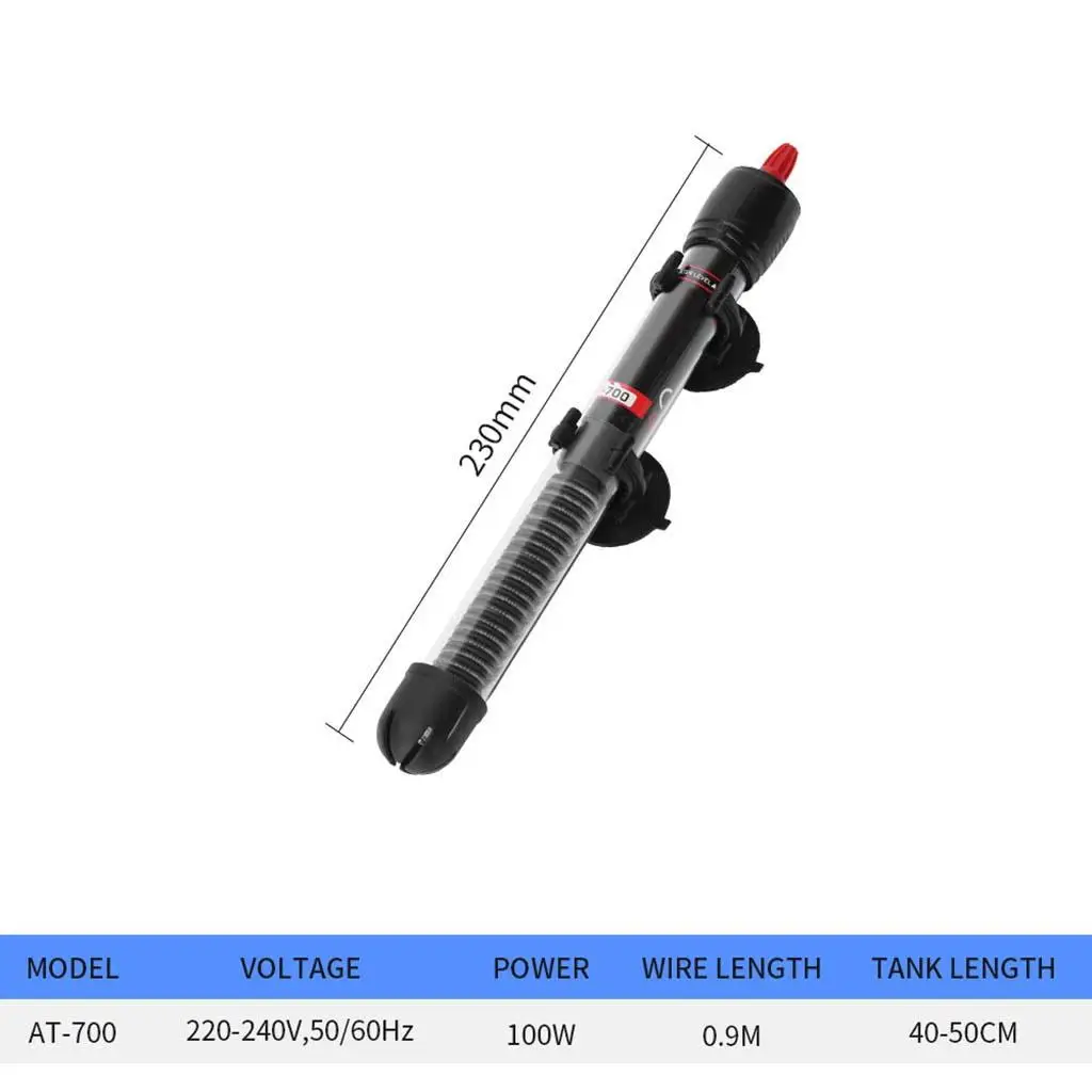 Adjustable Fish Tank Heating Rod Automatic Constant Temperature with 2 Suction Cups Aquarium Heater