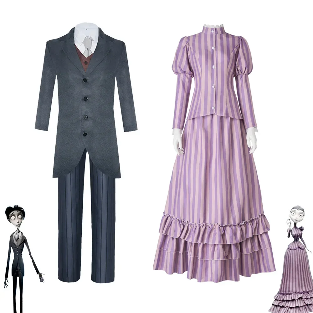 

Anime Zombie Bride Cosplay Costume Cosplay Jacket Pants Dress Victoria Lolita Halloween Party Suit For Men Women Customized