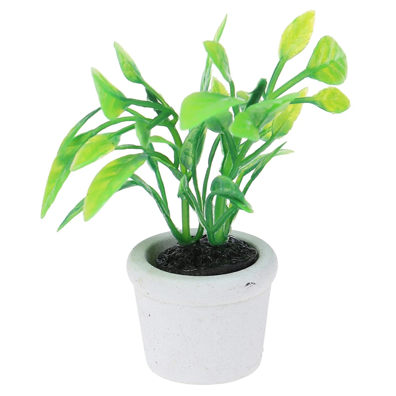 Casa de muñecas en miniatura, adorno de jardín de hadas, Mini planta verde, maceta de flores, decoración de casa de muñecas, árbol de simulación en maceta para el hogar, 1/12