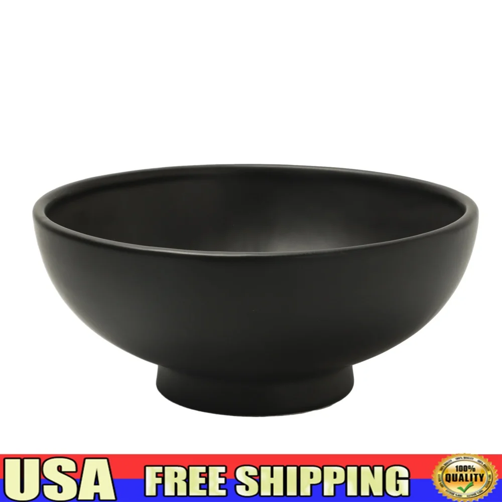 

Matte Black Round Ceramic Decorative Bowl 9.4 Inch Centerpiece Durable Handcrafted Tabletop Accent Lightweight Indoor Use