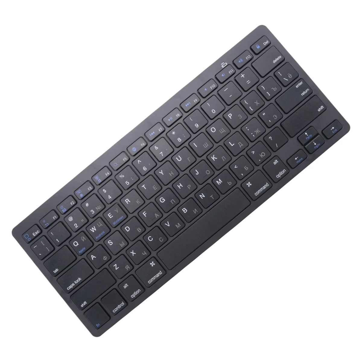 Teclado ruso popular Teclado Bluetooth inalámbrico ultrafino, para tableta/portátil IOS Android Windows -Negro