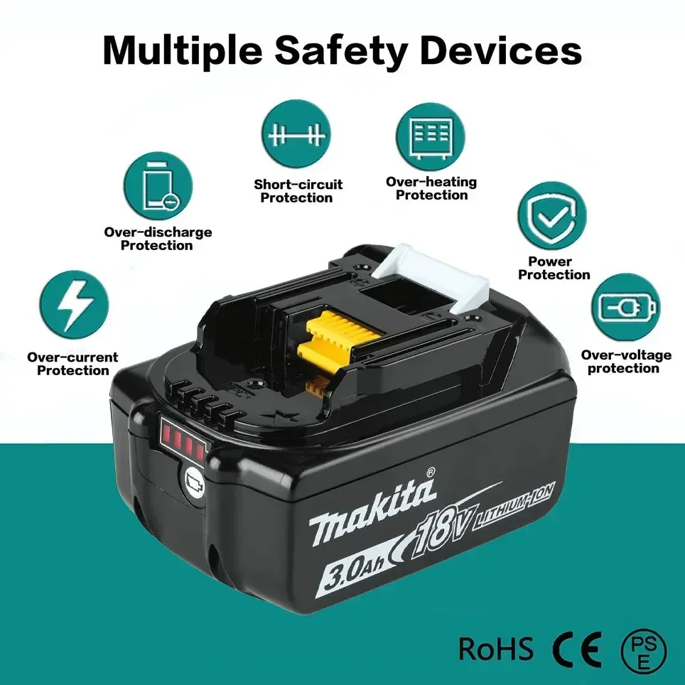 Batería recargable de iones de litio Original Makita 18V 3000mAh 18v baterías de repuesto para taladro BL1860 BL1830 BL1850 BL1860B