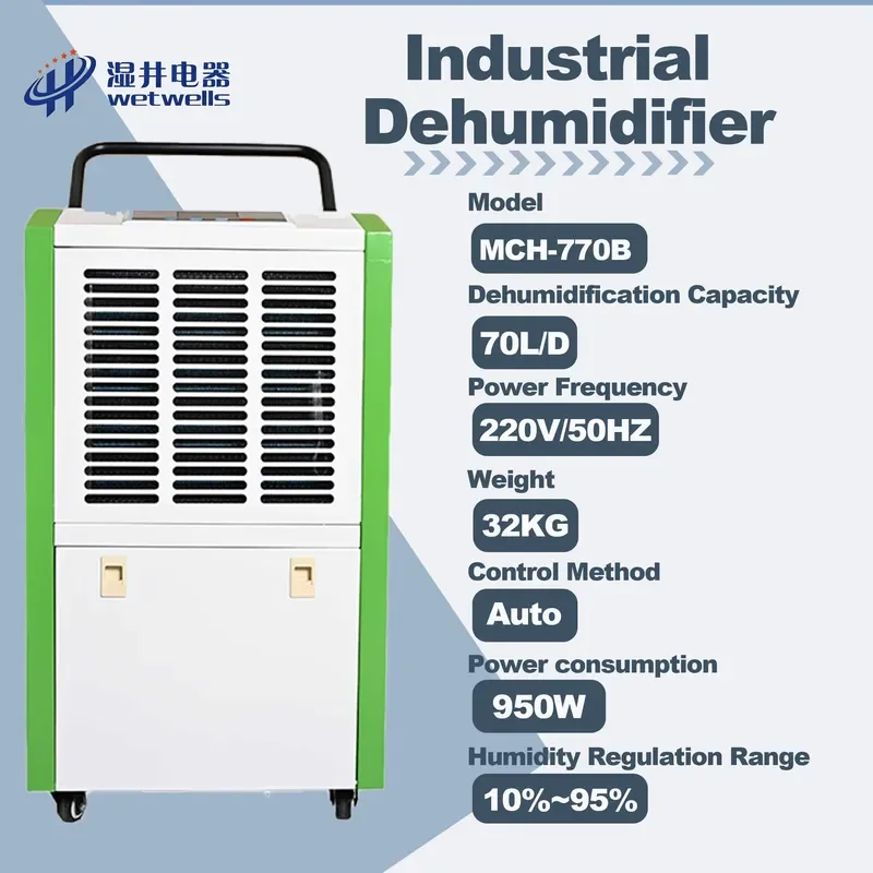 70L Large Capacity Electric Dehumidifier Industrial Commercial Home Use 220V High Power Air Drying Machine For Basement