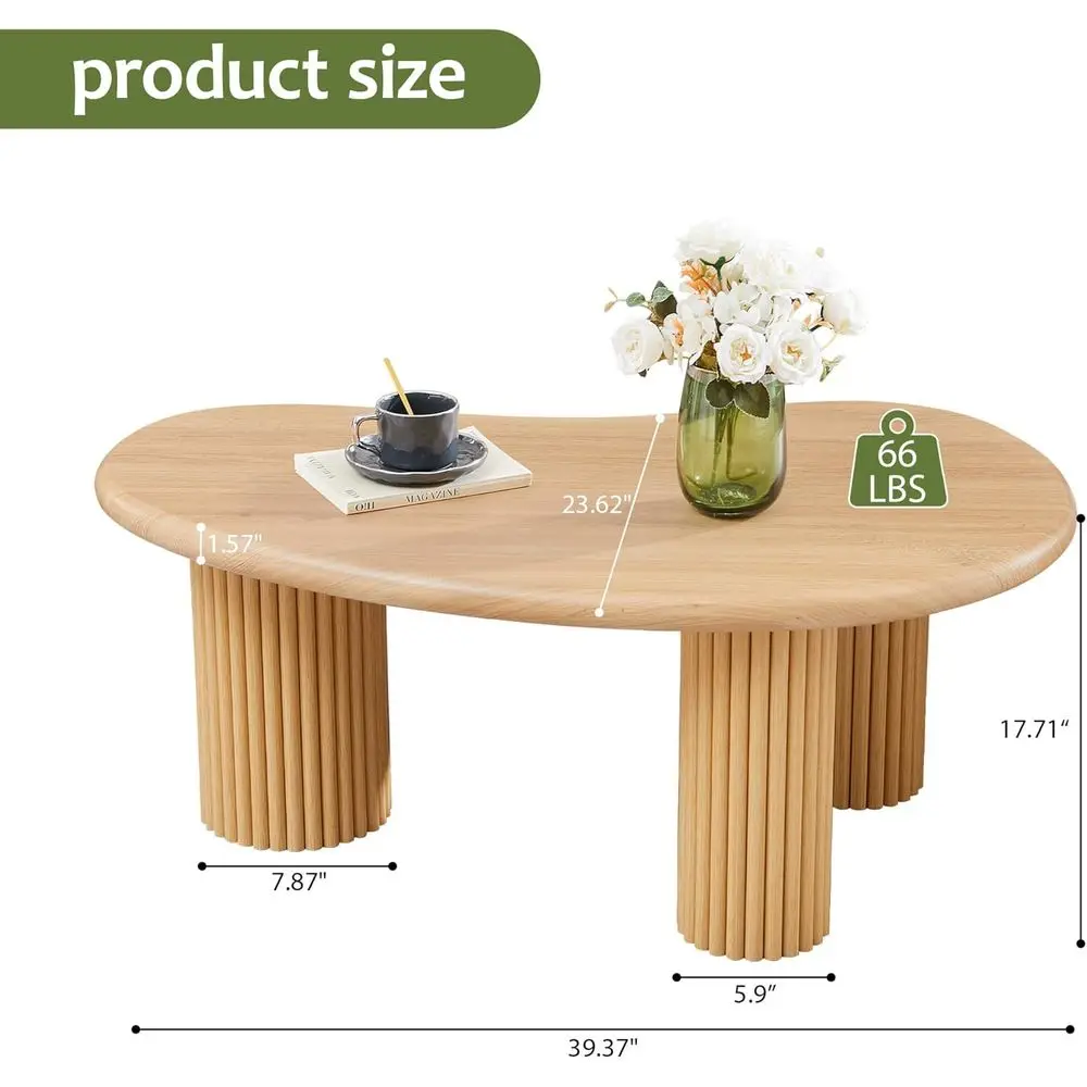 Mesa de Centro de Madera Rústica, Mesa de Salón de 39 Pulgadas, Mesa Auxiliar Compacta con Base Resistente para Espacios Pequeños (Natural)