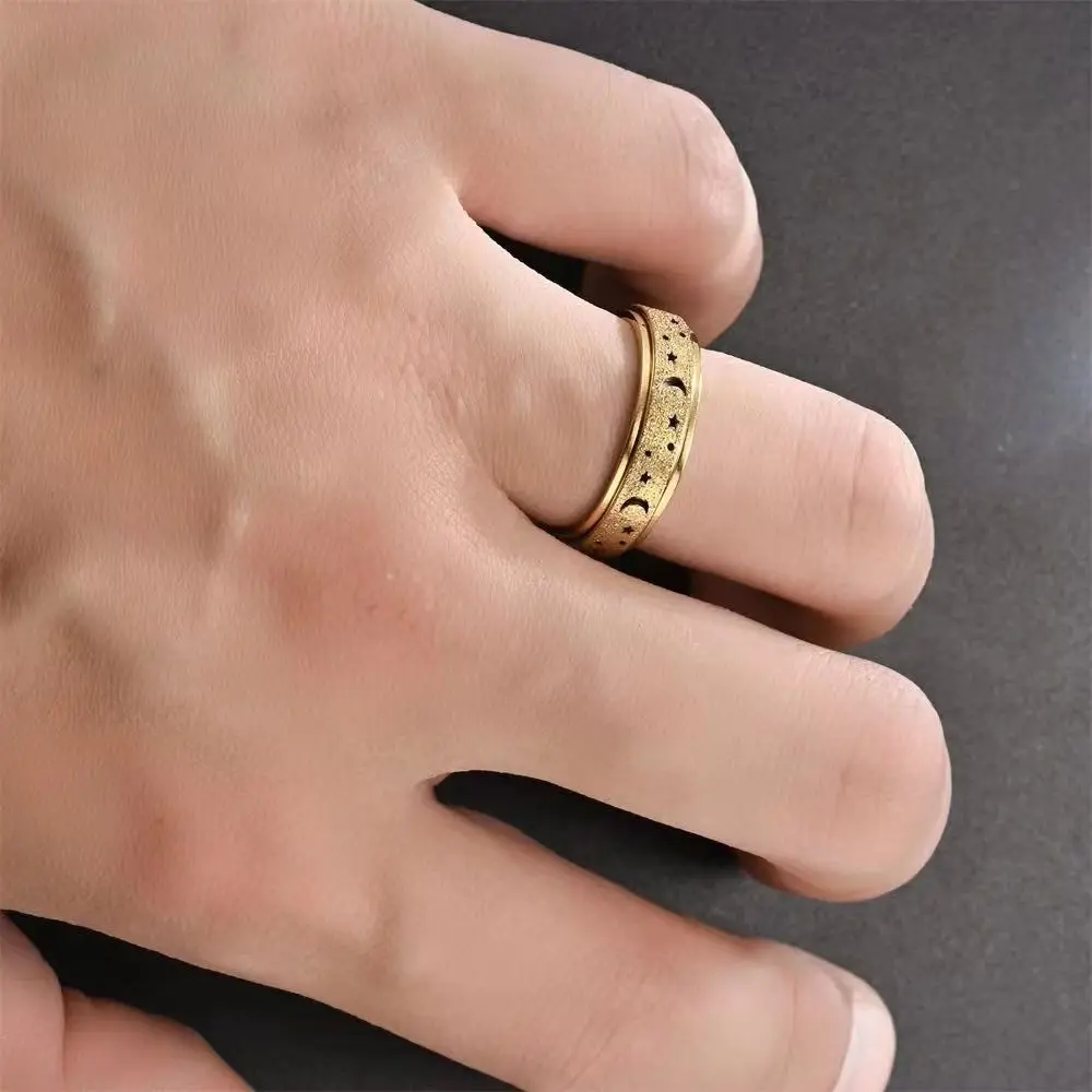 Hot Selling Rings Multi-Colors Hollow Stars And Moon Rotatable Rings For Women Men Jewelry Valentine's day Gift