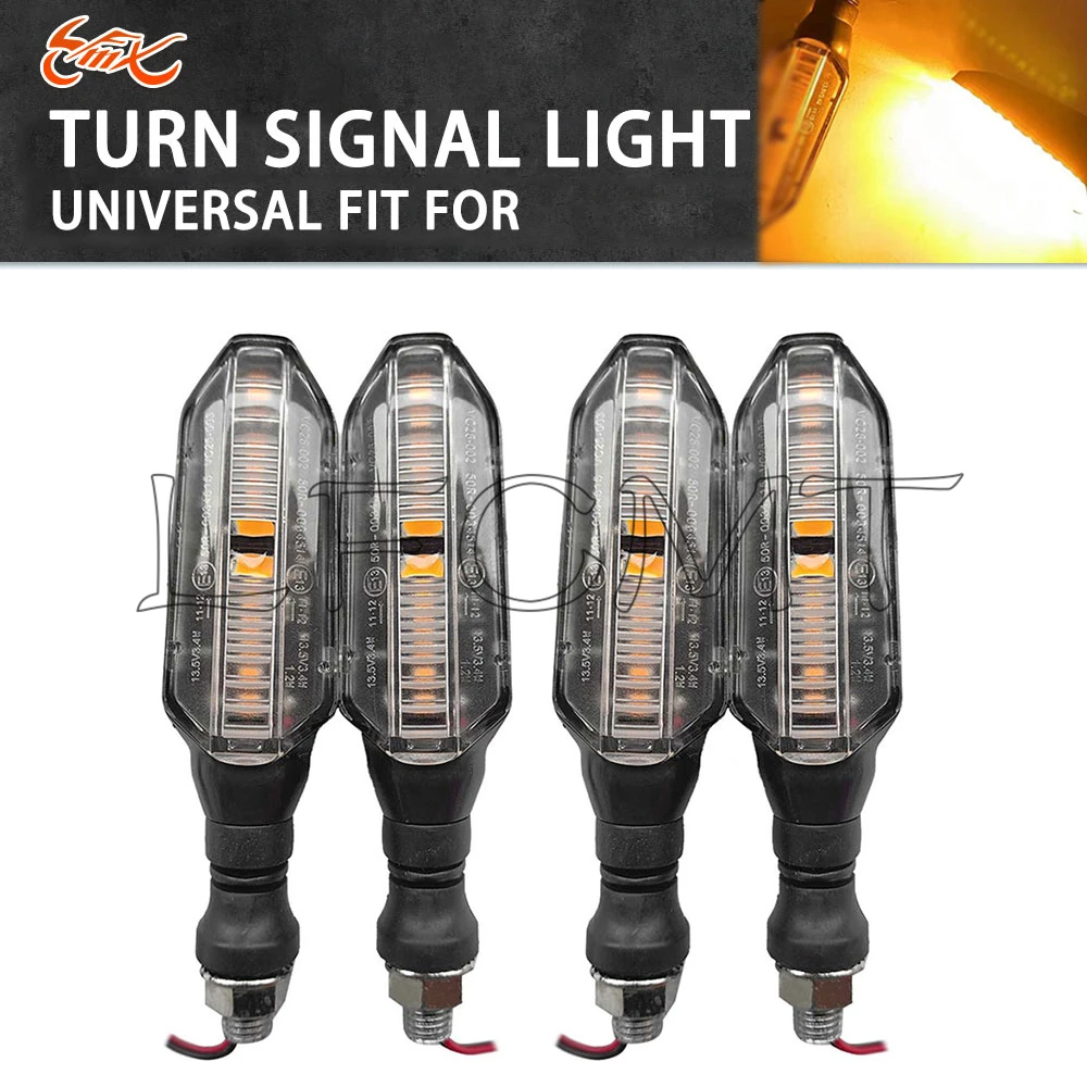 

4PCS Motorcycle LED Blinker Water Flowing Turn Signal Lights Amber Flashing Indicator Lamp Fit for Kawasaki Suzuki Honda Yamaha