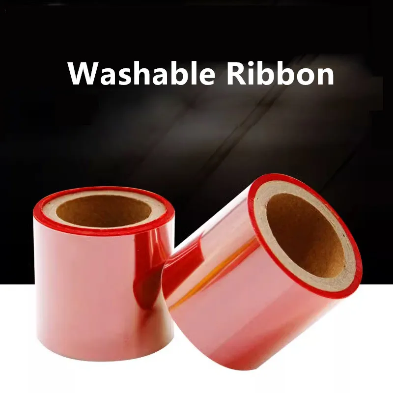 Techlogic Red White Blue Washable Care Lable Resin Ribbon Nylon Satin polyester Barcode Sticker Corbon Tape