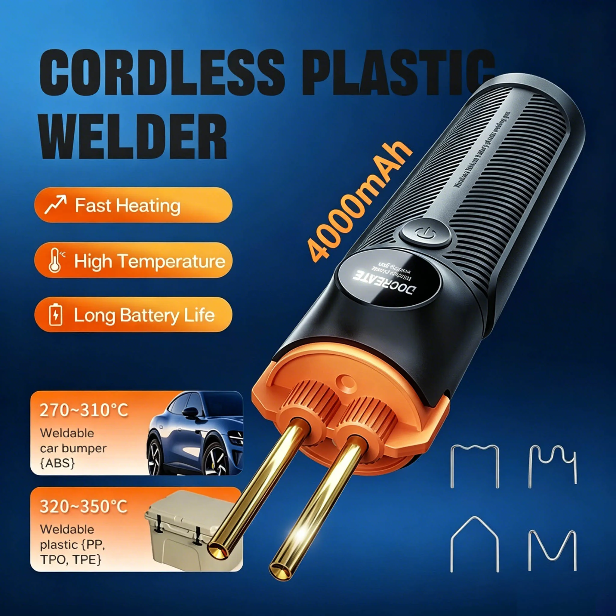 Soldador de Plástico Recarregável USB 4000mAh - PW35 com 4 Tipos de Grampeador para Reparos em Para-choques de Carro, Caiaques e Plásticos
