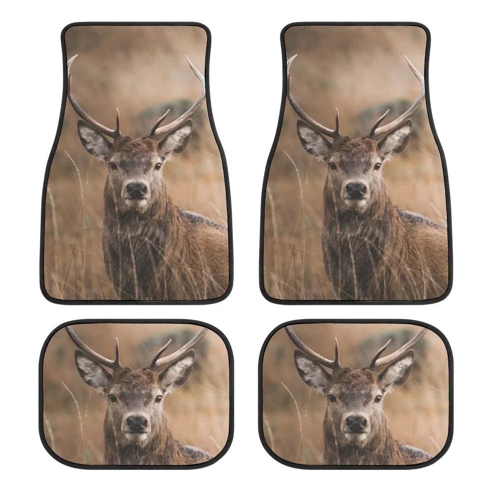 Red Deer Animal Car Floor Mats Fit Most Car Interior Rubber Floor Mats Custom Printed Pattern Floor Mats 4pcs