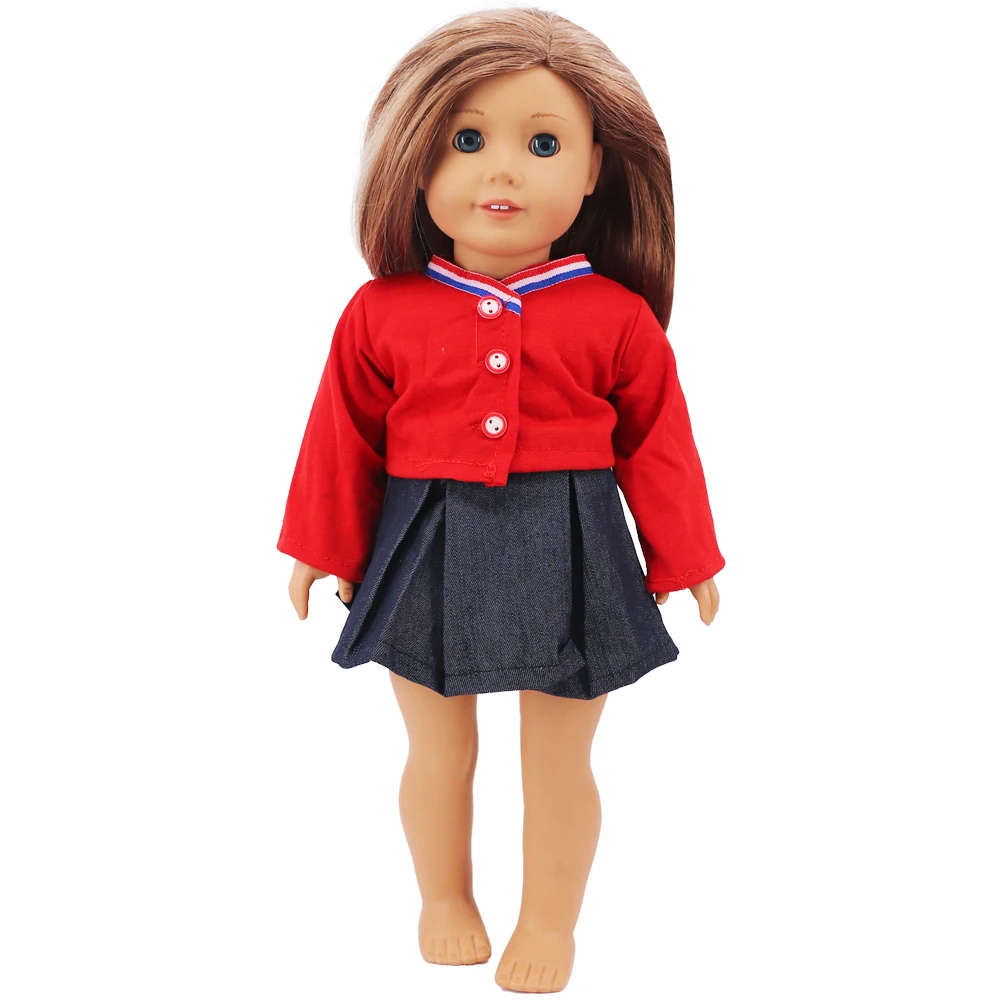 Doll Clothes Dress for 18inch Girl American & 43Cm Reborn Doll T-shirt+Skirt Cute Bow Dress Our Generation Baby Girl's Toys Gift