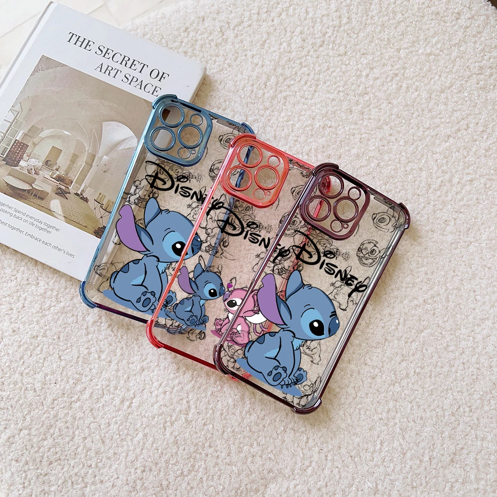 Cartoon S-StitchS A-AngelS Phone Case For Oppo Reno12 Reno11 Reno10 Reno8 Reno7 Reno6 5 Pro Plus 5G Shockproof Clear Armor Cover