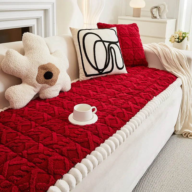 

Thickened Mantou Cushion 2025 New Comfortable Cotton Velvet Anti-skid Straight Leather Sofa Cover Seat Cushion