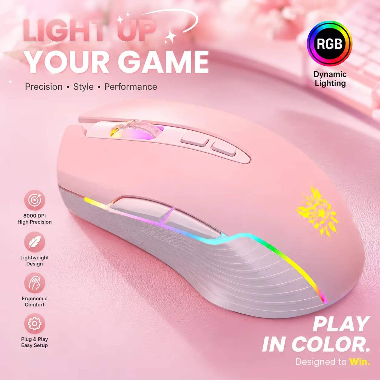 RGB Backlit Gaming Wired Optical Mouse 6400DPI Adjustable Ergonomic Design Wired Gamer Mouse For PC Computer Laptop Tablet