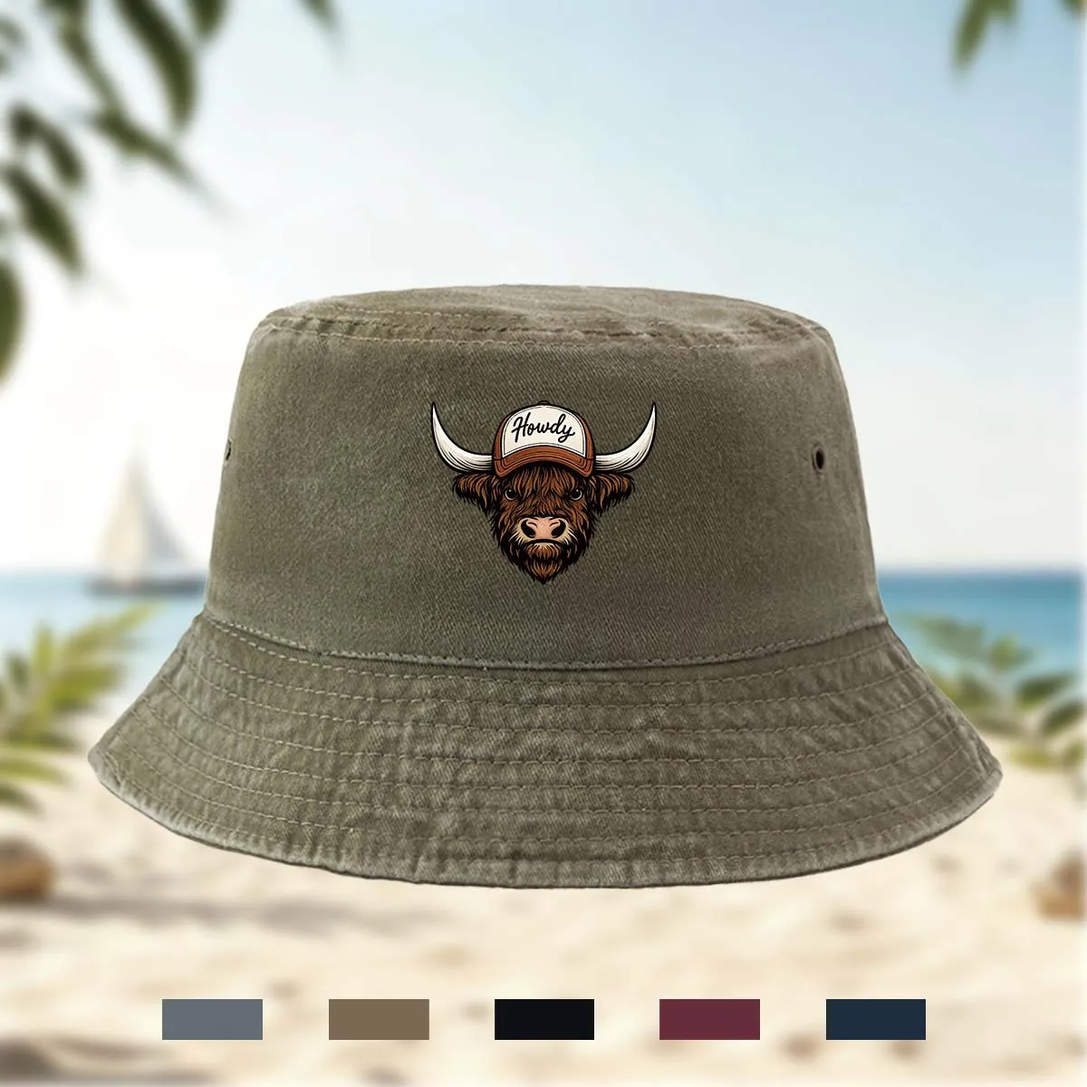 High Quality Printed Hat Bull Head Pattern Fisherman Hat Casual Hat Unisex Bucket Hat Fishing Hat Hip-Hop Hat Basin Hat All Seas
