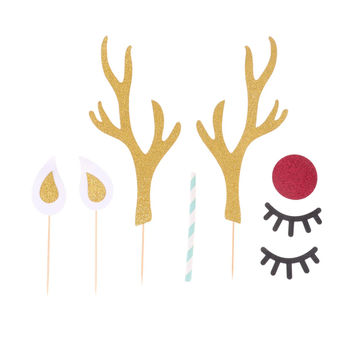 Décorations de Noël en bois de cerf, mélangeur de décoration, autocollants de gâteau, sélection de dessin animé, 5 ensembles
