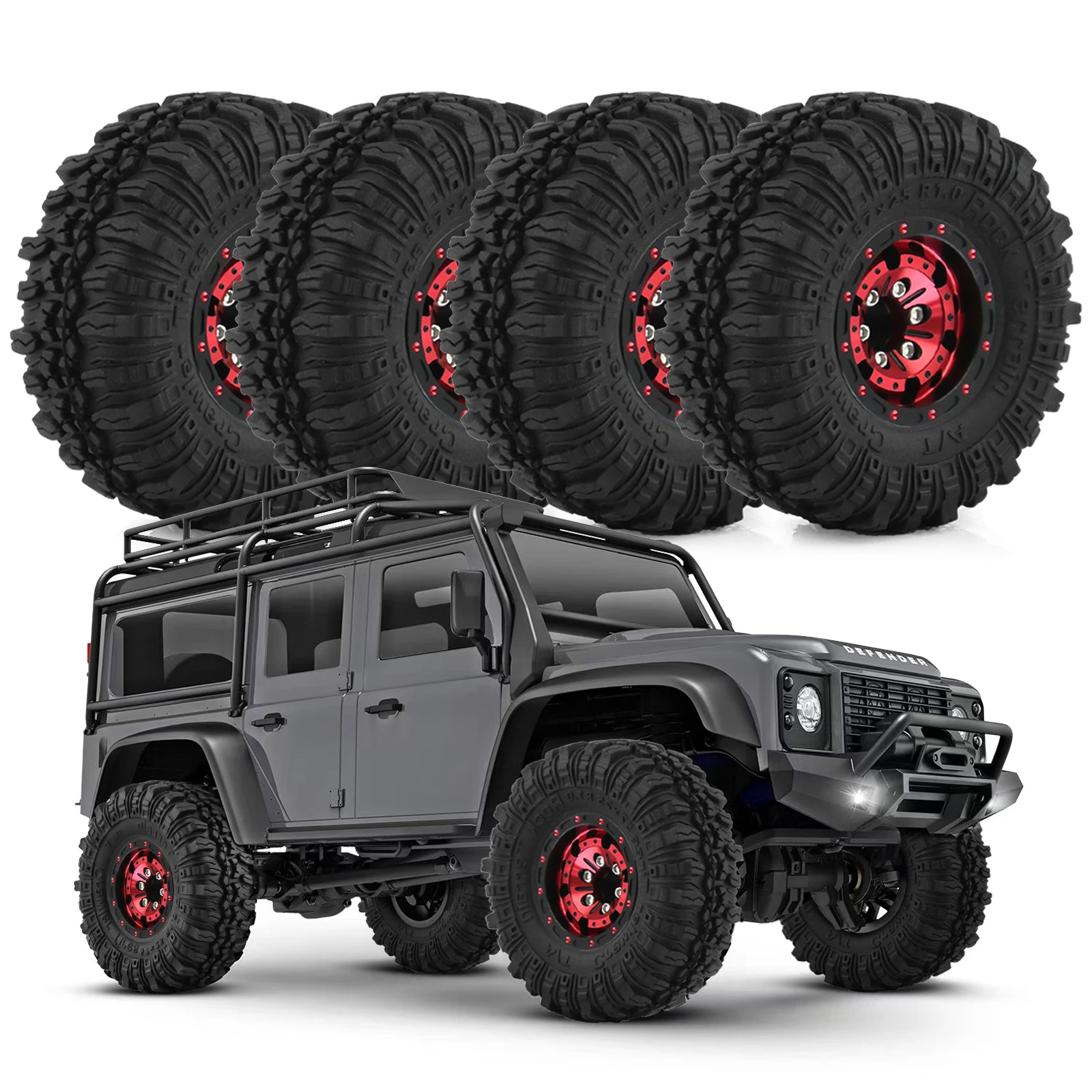 

Комплект из 4 металлических дисков-бидлоков 1.0 дюйма с шинами для радиоуправляемых краулеров 1/18 Traxxas TRX4M, 1/24 Axial SCX24, AX24, FCX24, FMS – запчасти для тюнинга