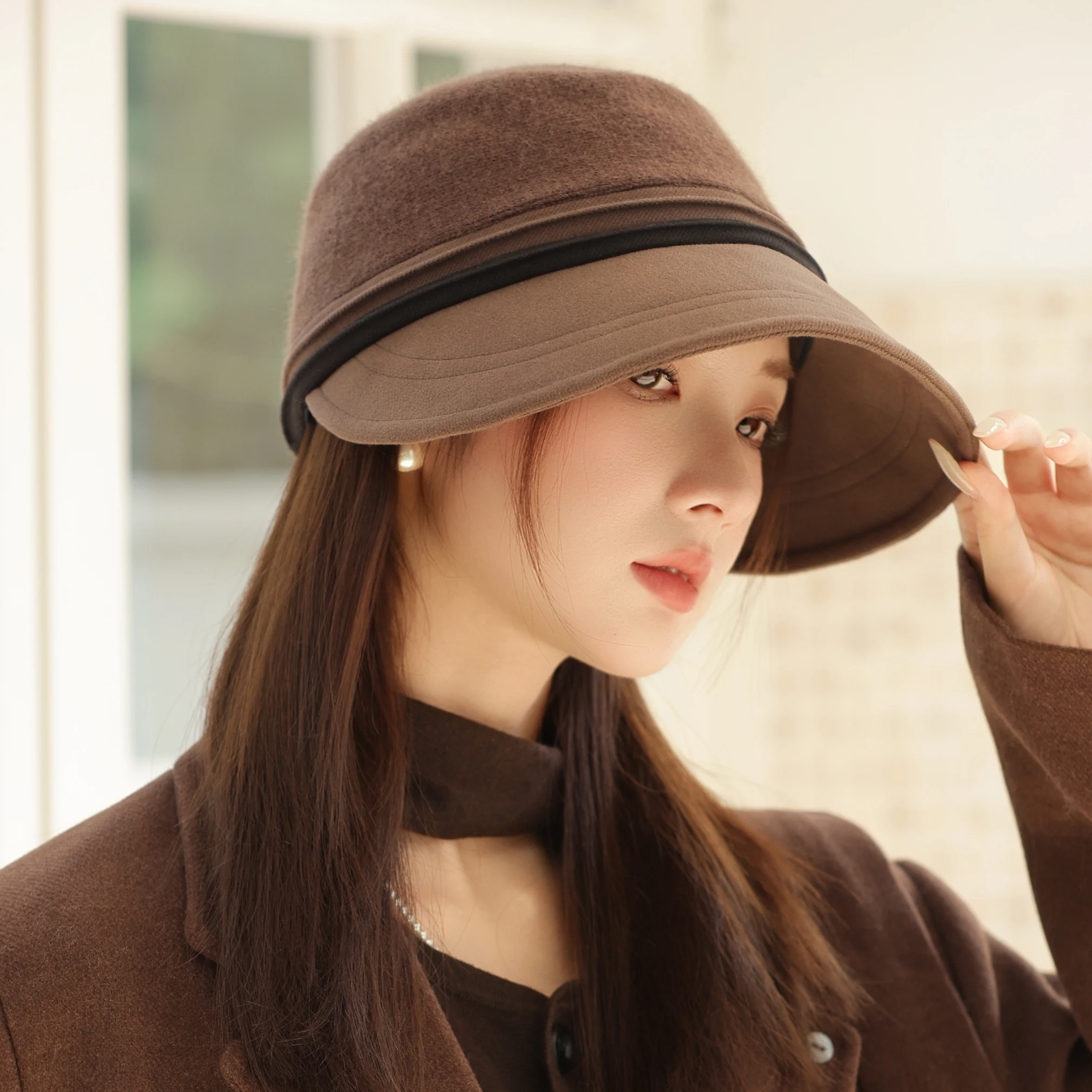 HT5016 Eimer Hut Hohe Qualität Herbst Winter Wolle Hüte für Frauen Damen Packbare Breite Krempe Hut Weibliche Elegante Angeln Eimer Kappe – Detail 10