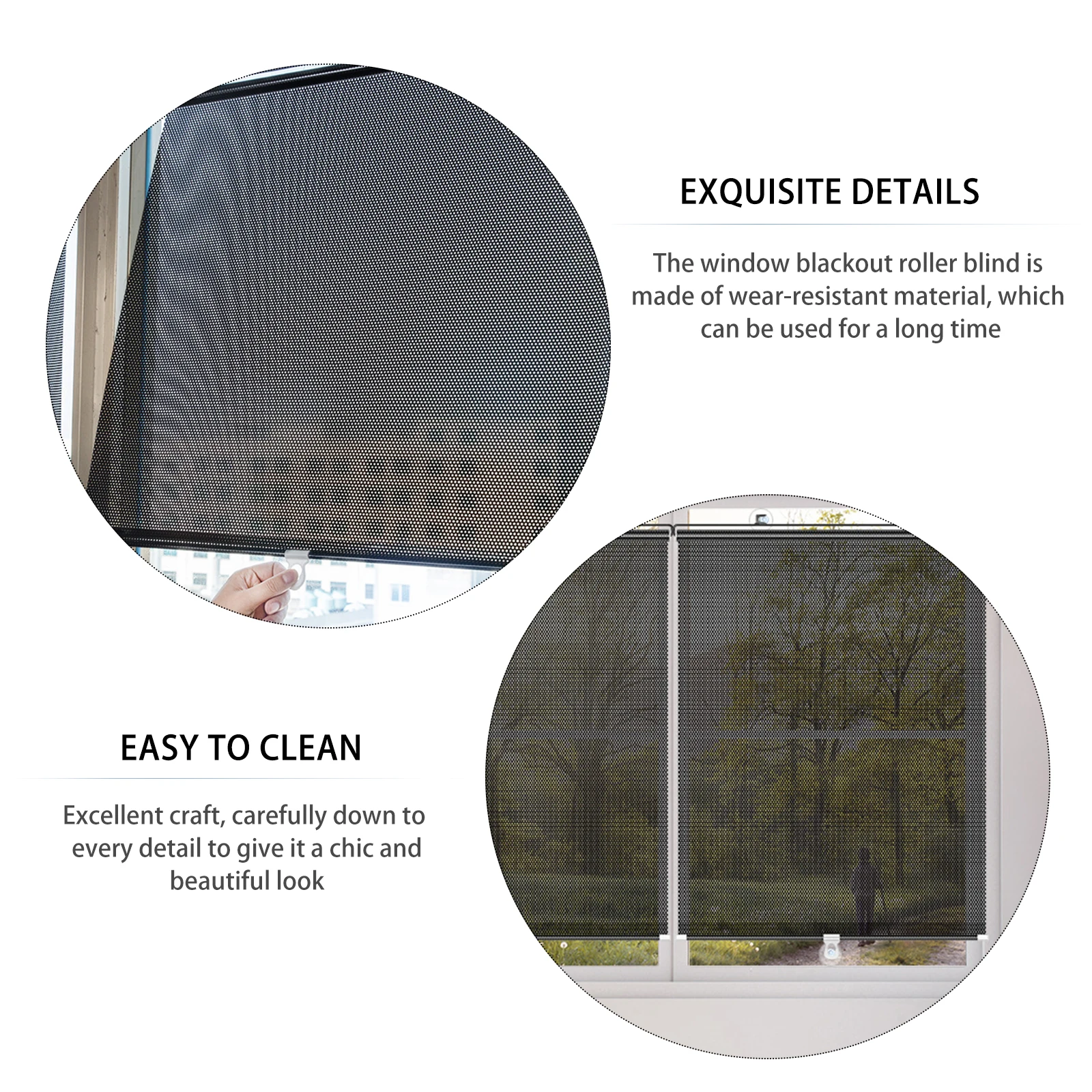 

Blackout Curtains 50x125cm Suction Cup Window Shade Retractable Balcony Privacy Darkening Kitchen Bedroom Decor