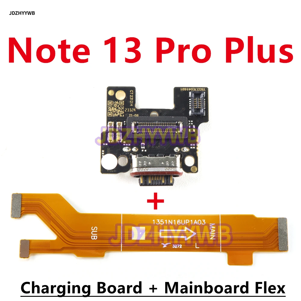 Charging Port Board Dock Fast Charging Date Transmission Flex Cable For Xiaomi Redmi Note 13 Pro Plus + Main Board Mainboard