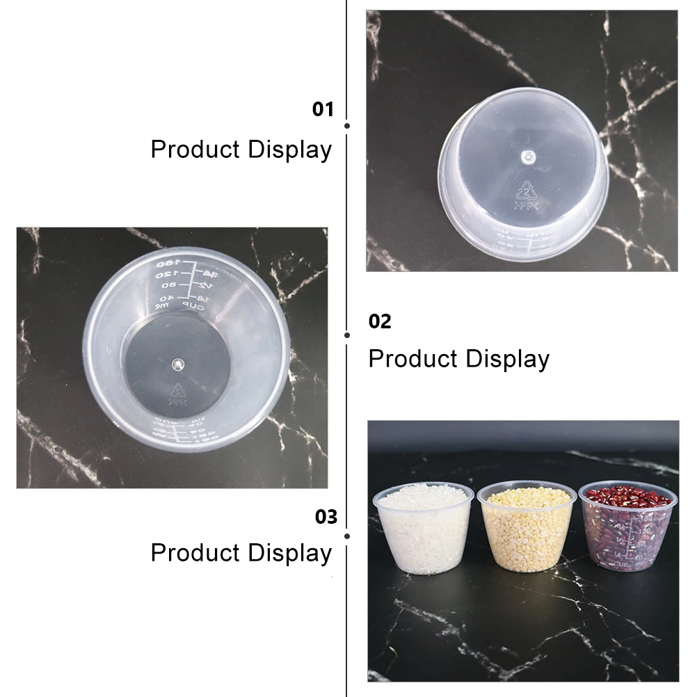 

30pcs Rice Measuring Cup 120ml White Food Grade Plastic Kitchen Tool Easy Clean Transparent Scale Rice Cooker Accessory