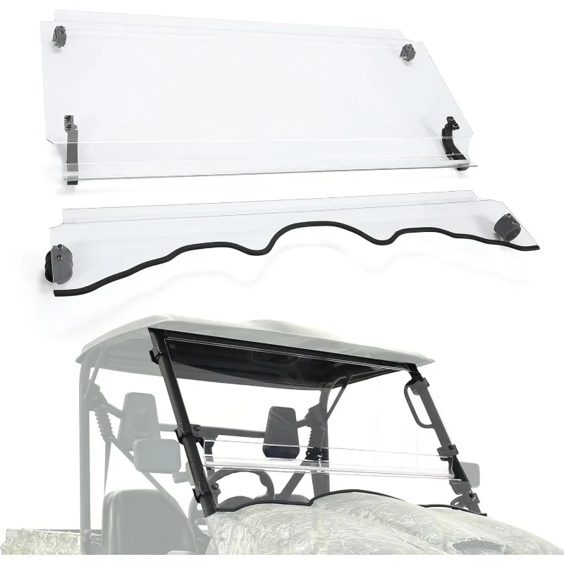 

KUAFU Folding Clear Windshield Compatible with 2015+MASSIMO MSU Bighorn Coleman Outfitter HiSun Cub Cadet Challenger 500/700UTV