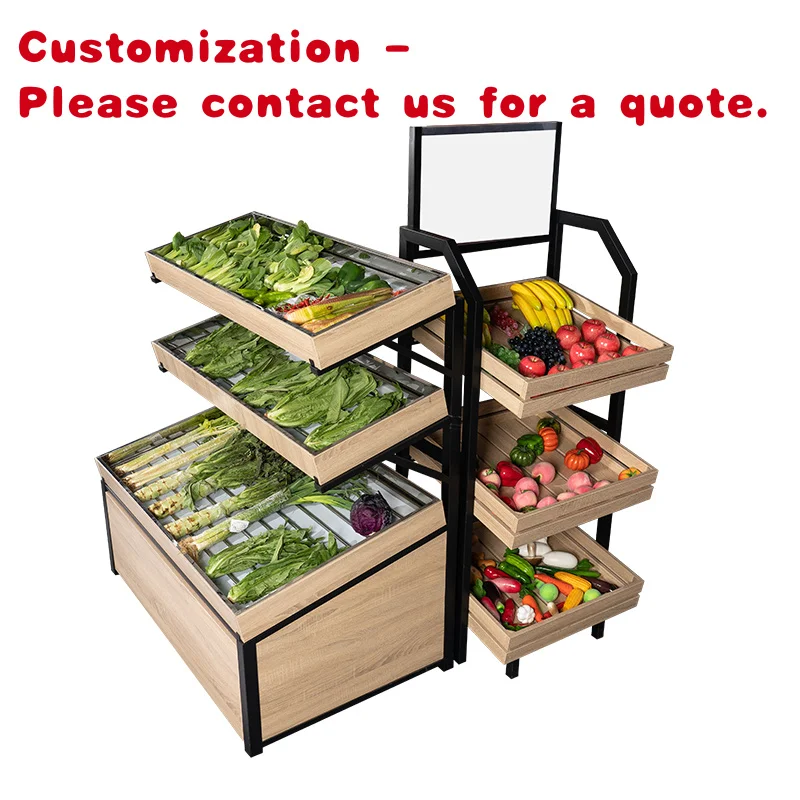 

custom.Supermarket Plastic Metal Steel Wooden Fruit and Vegetable Display Stands Rack Shelf Counter