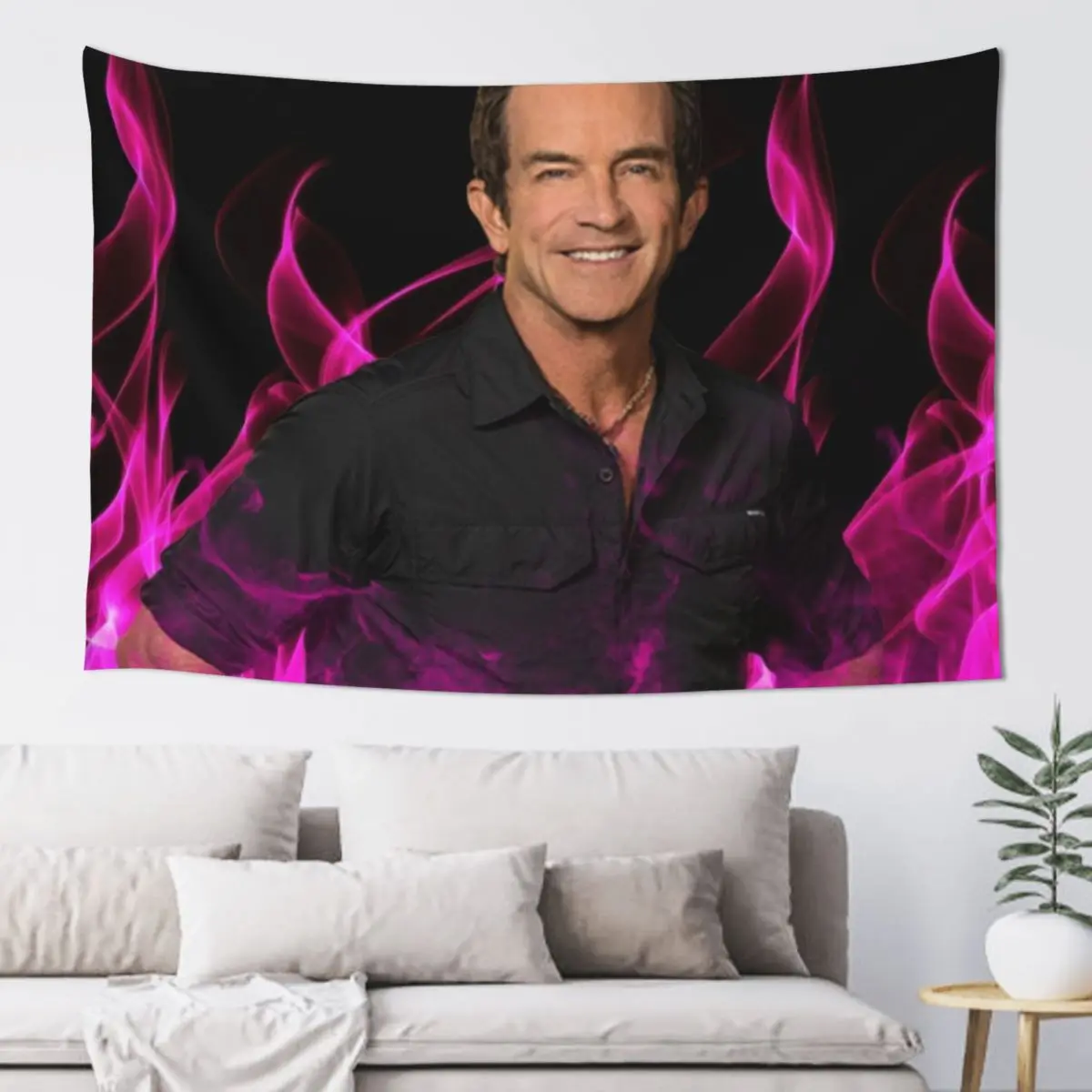 Jeff Probst Survivor Pink Fire Tapestry Cute Room Things House Decorations Wall Decoration Items Tapestry