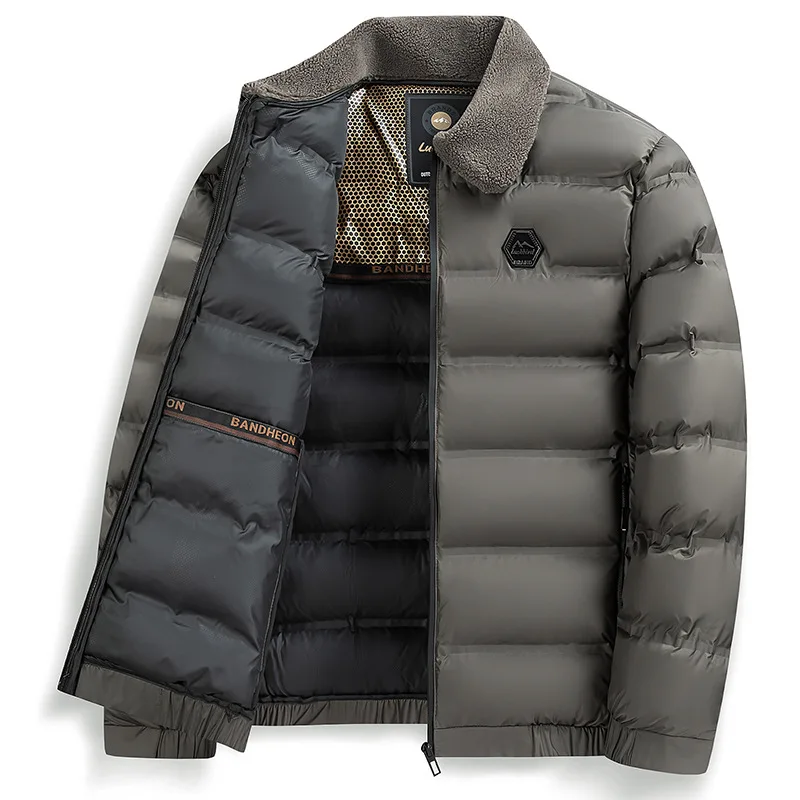 OIMG, chaqueta acolchada de algodón grueso para hombre, chaqueta versátil diaria de color sólido cálida para invierno, abrigo de algodón a prueba de viento de alta calidad para hombre