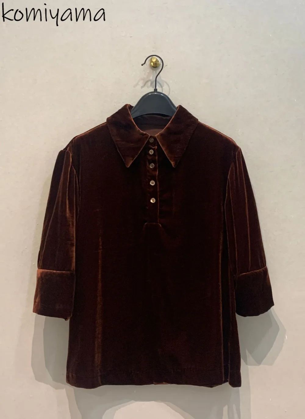 Half Sleeve Velvet Ropa De Mujer 2025 Autumn New Shirts & Blouses Laple Blusas Loose Camisas Japan Style Loose Woman Clothing