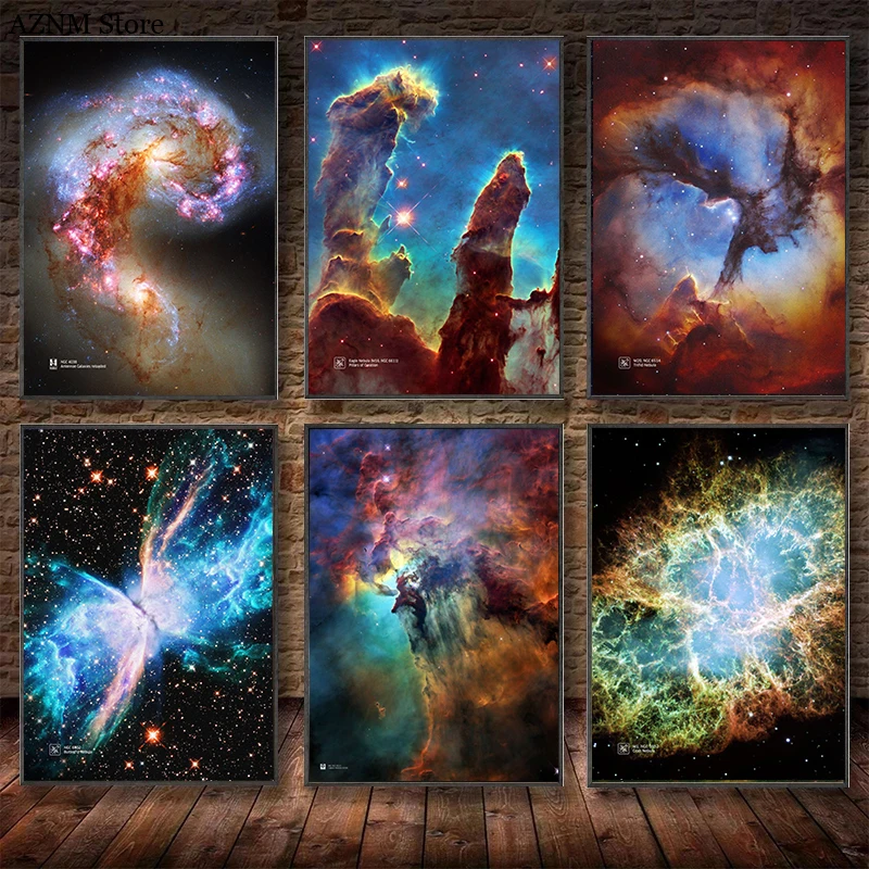 Póster del telescopio espacial Hubble, pintura impresa en lienzo de partículas cósmicas, imagen de nebulosa de galaxia del universo para decoración del hogar y la sala de estar