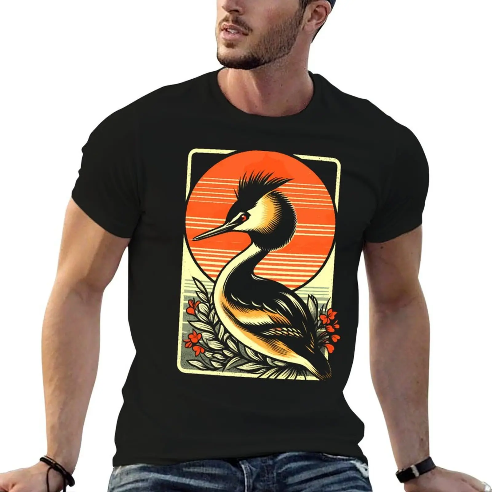 Camiseta Puteketeke New Zealand's Bird - Australasian crested grebe, camisetas de algodón 100% para hombre, camiseta ajustada