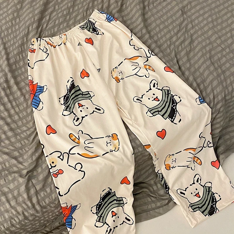 

Pajama Pants Women Trousers Spring and Fall Thin Student Home Pants Cartoon Rabbit Bunny Style Trousers Girl Sleeping Pants