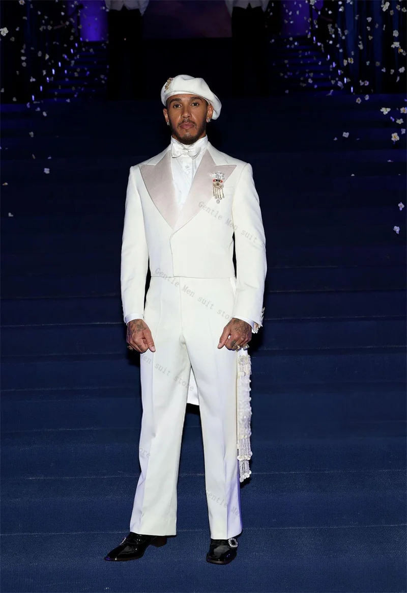 

White Groom Men Suit Set 2 Pcs Hi-Lo Blazer+Pants Trousers Wedding Tuxedo Formal Office Business Jacket Prom Coat Customized