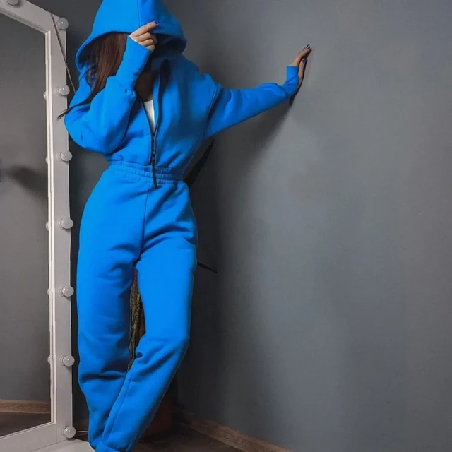 Fleece Sport Jumpsuit Women s Playsuit Sportswear Female Long Sleeve Zipper Hoodies Jumpsuits Zipper Up Autumn Winter Overalls AliExpress 200000345