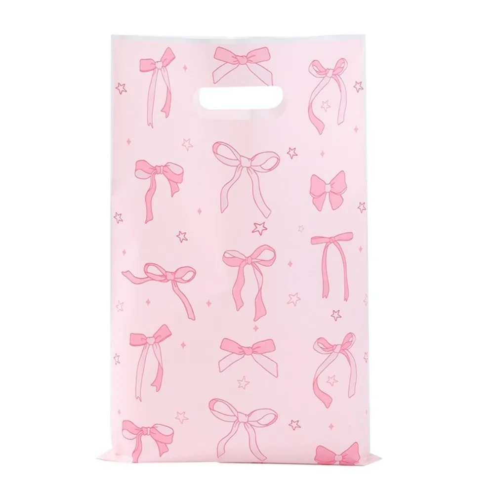 10/25/50pcs Sweet Bow Gift Packing Bag Thicken Pink Snack Package Bag Plastic Kawaii Candy Cake Storage Bag for Girls Birthday