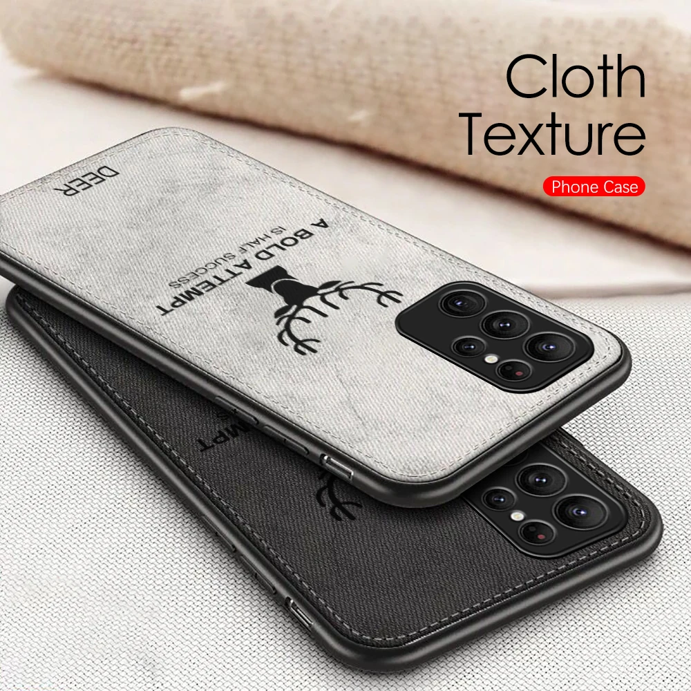 For Samsung Galaxy S24 Ultra 2024 Shock proof cover sansung S14plus Soft case S24ultra Deer antler pattern Cloth texture Shell