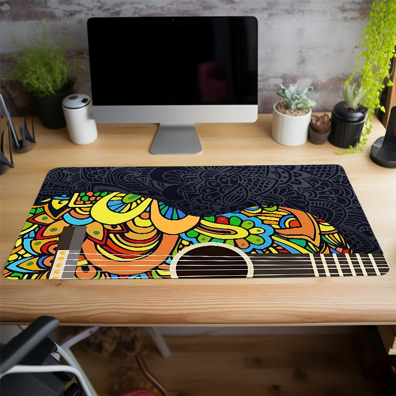 Colorful Guitar Mouse Pad  Abstract Artistic Non-Slip Rubber Keyboard Pad Perfect Gift for Friends Teens Girlfriend Boyfriend