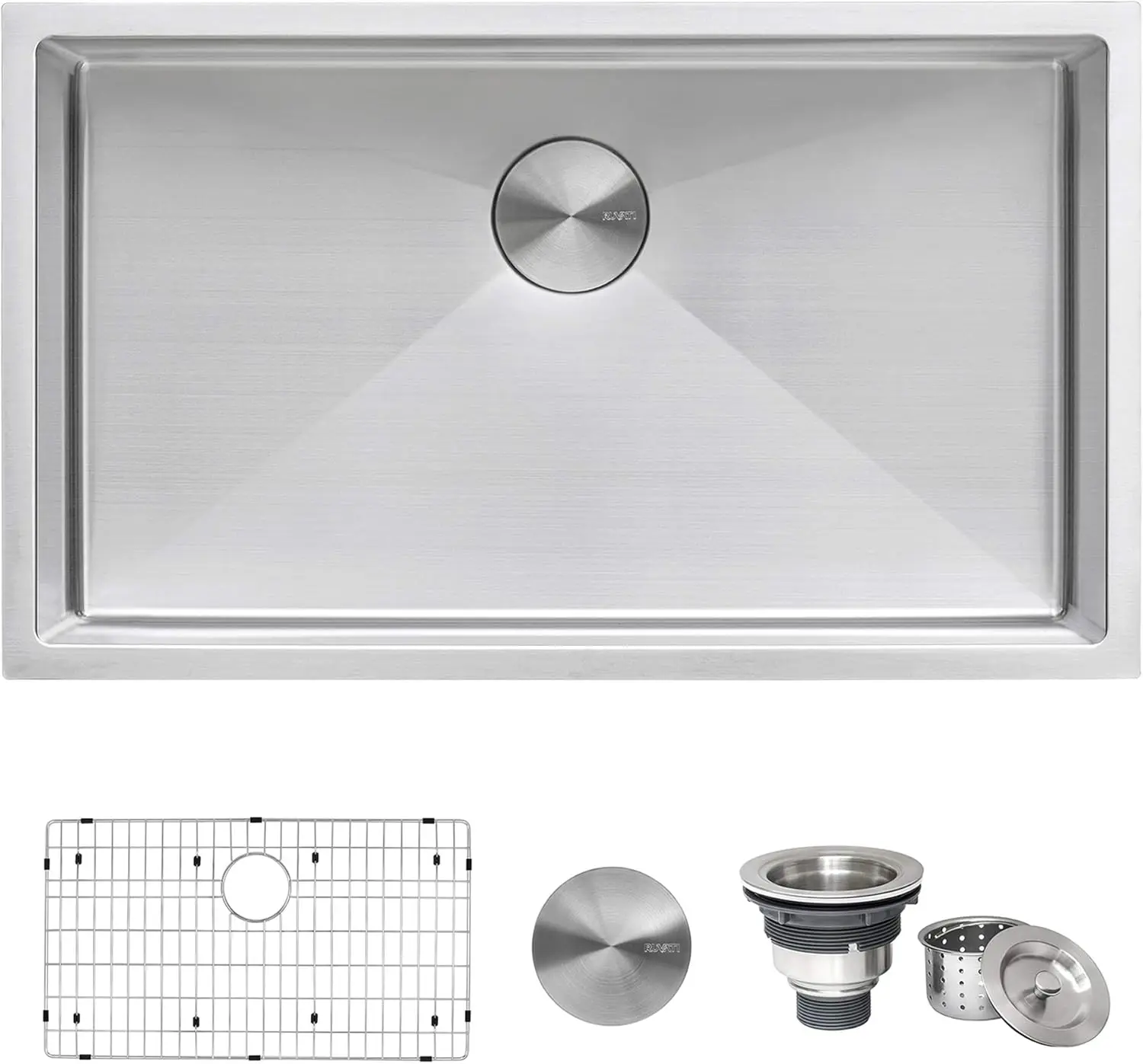 

Undermount Stainless Steel Single Bowl Kitchen Sink 16 Gauge Rounded Corners Large 35 Inch